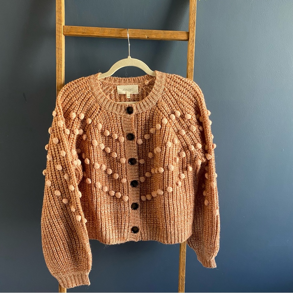 The Great Marled Bobble Cardigan Sweater Pink Savanna Rose Size 1